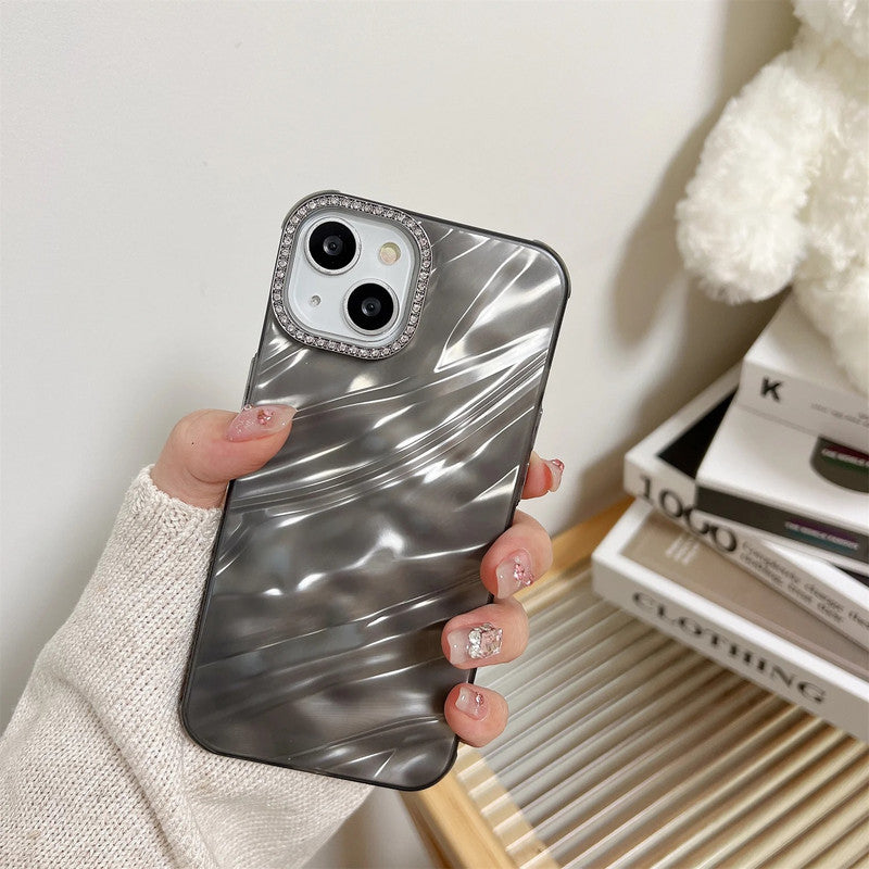3D Hot Diamond Ring Full 360 Camera Lens Protection Laser Cut Water Ripple Mirror Glitter Colorful Hard Mobile Cover for iPhone 11 Pro